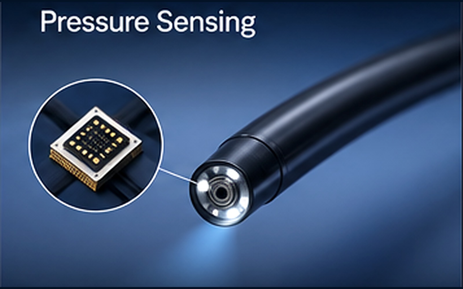 Miniature pressure sensor integrated at the tip of an endoscope